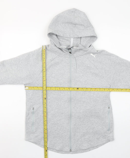 Puma Womens Light Grey Full Zip Hoodie Size M Cotton Blend