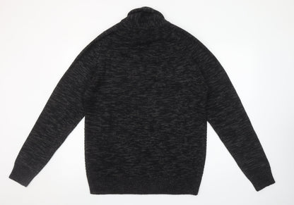 Peacocks Men's Black Cable-Knit Shawl Collar Jumper Size L