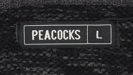 Peacocks Men's Black Cable-Knit Shawl Collar Jumper Size L