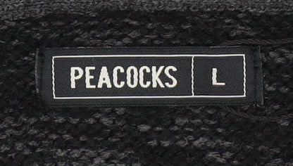 Peacocks Men's Black Cable-Knit Shawl Collar Jumper Size L