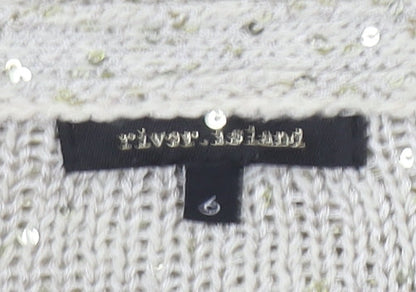 Womens UK Size 6 River Island Beige Cardigan Jumper