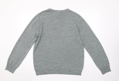 River Island Men’s Grey Knit Crew Neck Acrylic Jumper Size M