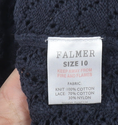 Falmer Heritage Women’s Blue Crochet Tunic Top Size 10