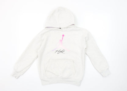Jordan Girls Ivory Hoodie 10-12 Years Pullover Fleece Logo Hooded Sweatshirt
