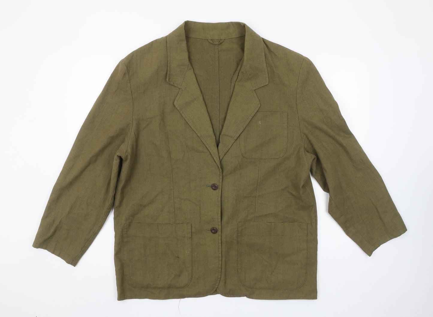 Marks and Spencer St Michael Green Linen Blend Women's Size 16 Blazer Jacket