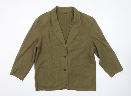 Marks and Spencer St Michael Green Linen Blend Women's Size 16 Blazer Jacket