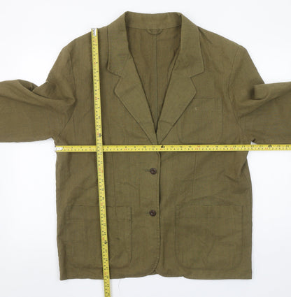 Marks and Spencer St Michael Green Linen Blend Women's Size 16 Blazer Jacket
