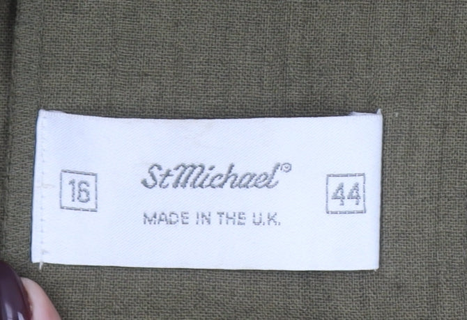 Marks and Spencer St Michael Green Linen Blend Women's Size 16 Blazer Jacket