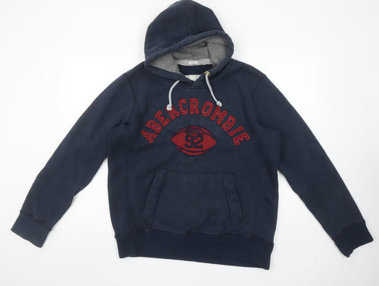 Abercrombie & Fitch Men’s Blue Pullover Hoodie Large Embroidered Logo