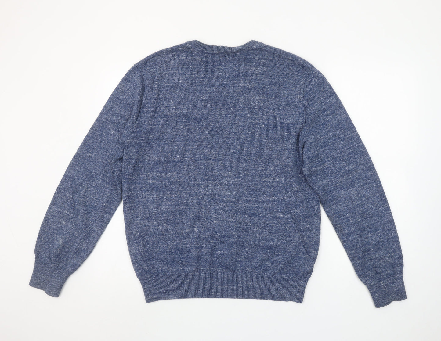 GAP Men's Blue V-Neck Cotton Blend Knit Jumper Size M