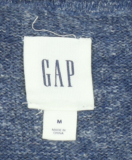 GAP Men's Blue V-Neck Cotton Blend Knit Jumper Size M