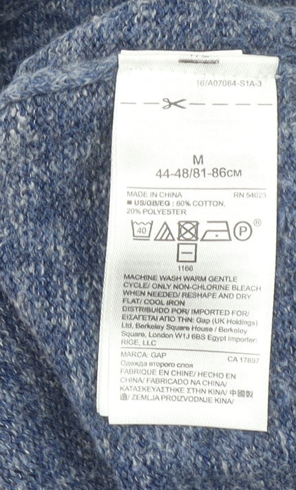 GAP Men's Blue V-Neck Cotton Blend Knit Jumper Size M