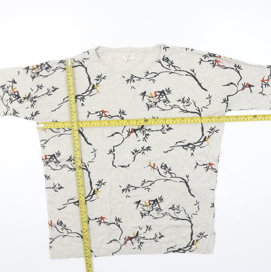 Fat Face Womens Beige Bird Print Cotton Jumper Size 10