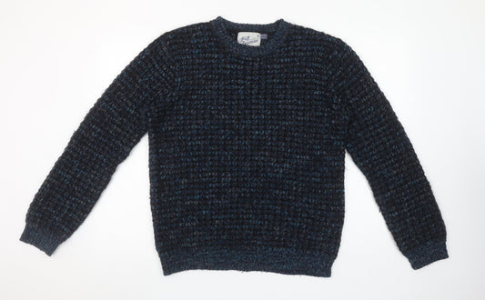 Topman Men Blue Chunky-Knit Crew Neck Pullover Jumper M