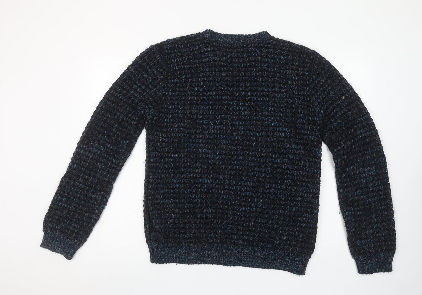 Topman Men Blue Chunky-Knit Crew Neck Pullover Jumper M