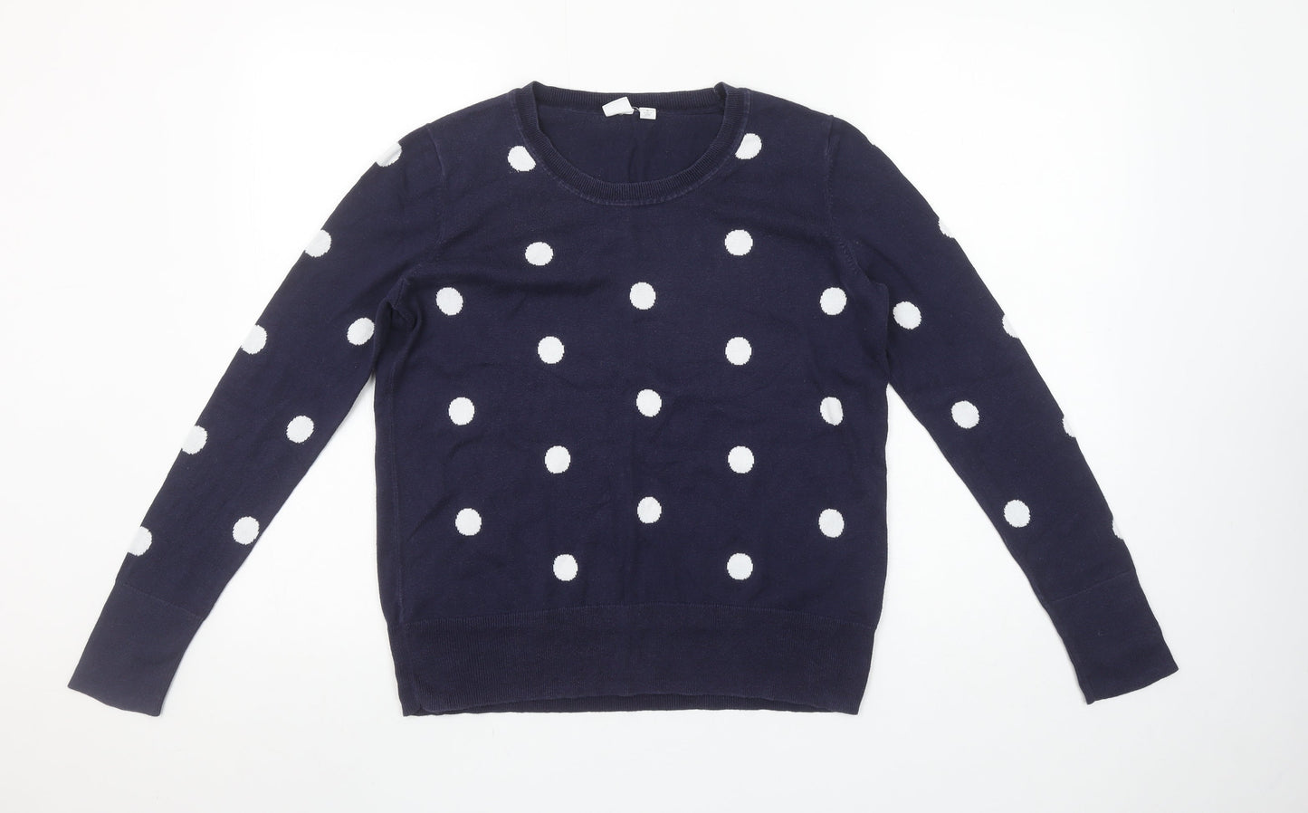 GAP Women's Blue Polka Dot 100% Cotton Crew Neck Jumper Size M