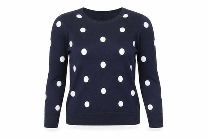 Gap Women's Blue Polka Dot 100% Cotton Crew Neck Jumper Size M