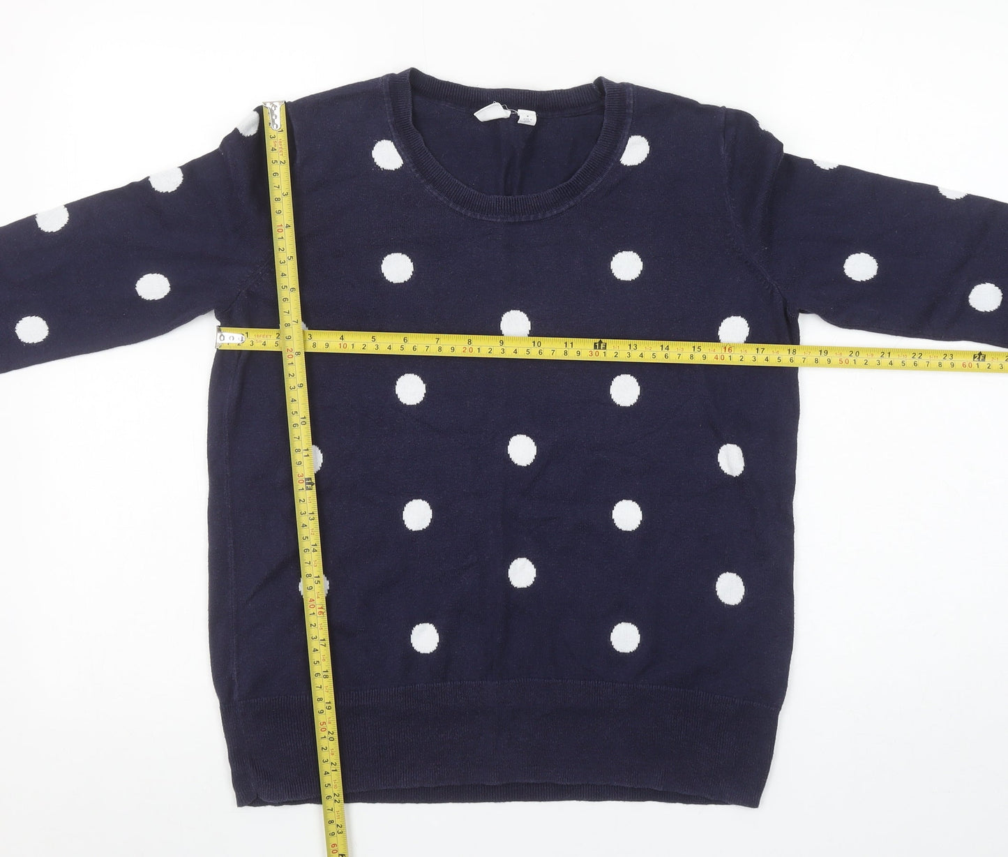 GAP Women's Blue Polka Dot 100% Cotton Crew Neck Jumper Size M