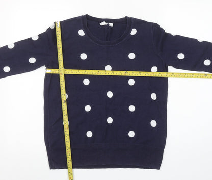 GAP Women's Blue Polka Dot 100% Cotton Crew Neck Jumper Size M