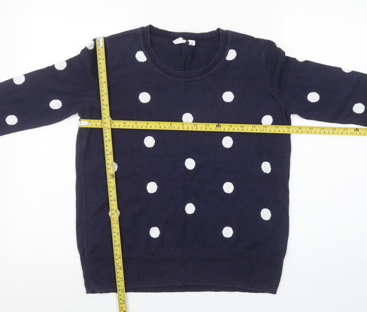 GAP Women's Blue Polka Dot 100% Cotton Crew Neck Jumper Size M