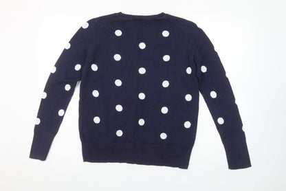 GAP Women's Blue Polka Dot 100% Cotton Crew Neck Jumper Size M