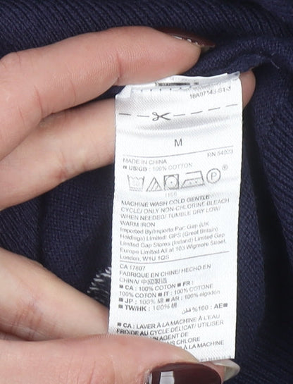 GAP Women's Blue Polka Dot 100% Cotton Crew Neck Jumper Size M