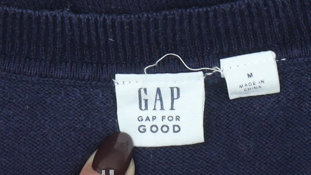 GAP Women's Blue Polka Dot 100% Cotton Crew Neck Jumper Size M