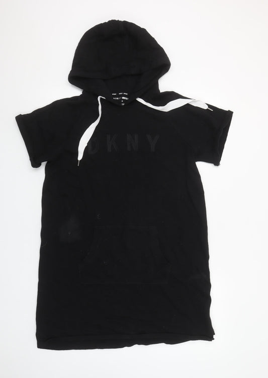 DKNY Sport Women's Black Short Sleeve Hoodie Dress Size M