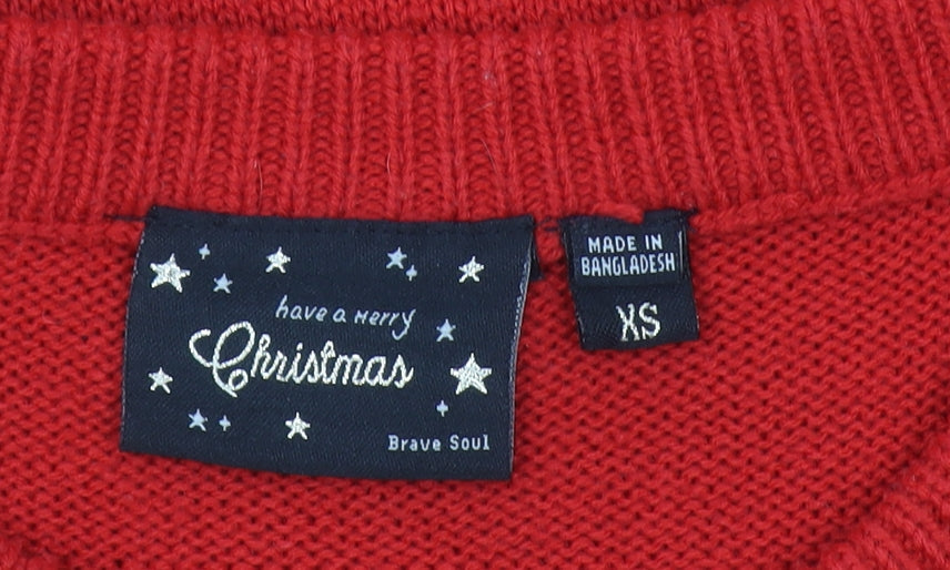 Womens UK Size XS Brave Soul Red Pullover Jumper