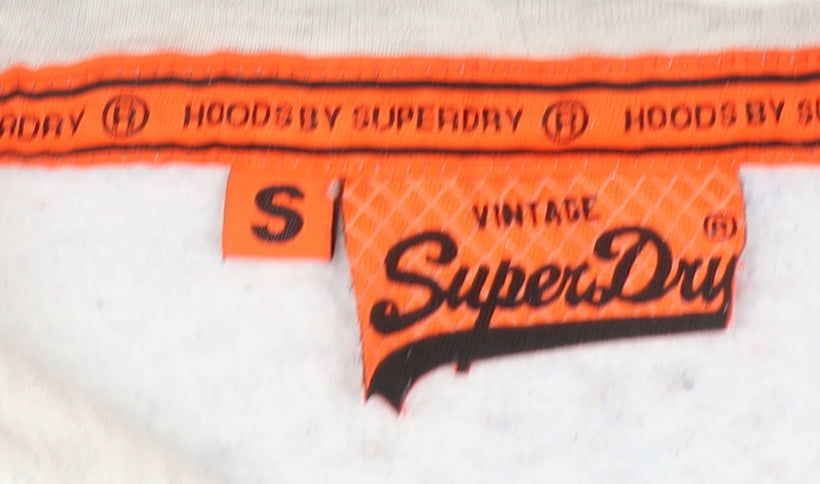 Superdry Women’s Grey Small Pullover Hoodie Vintage Graphic Cotton Blend