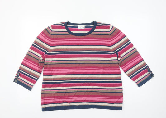 Eastex Women's Multicoloured Striped 3/4 Sleeve Pullover Jumper Size 20