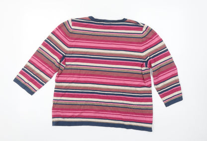 Eastex Women's Multicoloured Striped 3/4 Sleeve Pullover Jumper Size 20