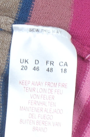 Eastex Women's Multicoloured Striped 3/4 Sleeve Pullover Jumper Size 20