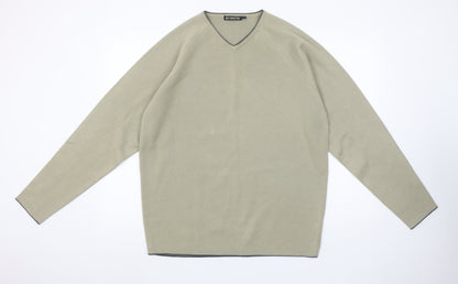 Best Direction Men's Beige V-Neck Wool Blend Jumper L