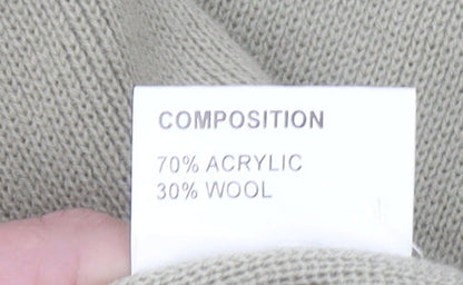 Best Direction Men's Beige V-Neck Wool Blend Jumper L