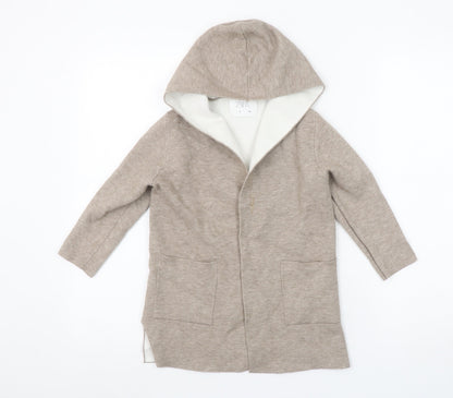 Zara Girls Beige Hooded Cardigan 6 Years Long Sleeve Open Front