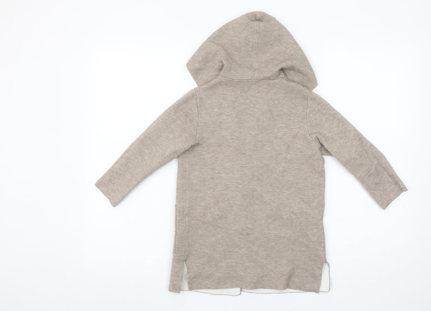 Zara Girls Beige Hooded Cardigan 6 Years Long Sleeve Open Front