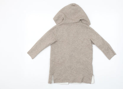 Zara Girls Beige Hooded Cardigan 6 Years Long Sleeve Open Front