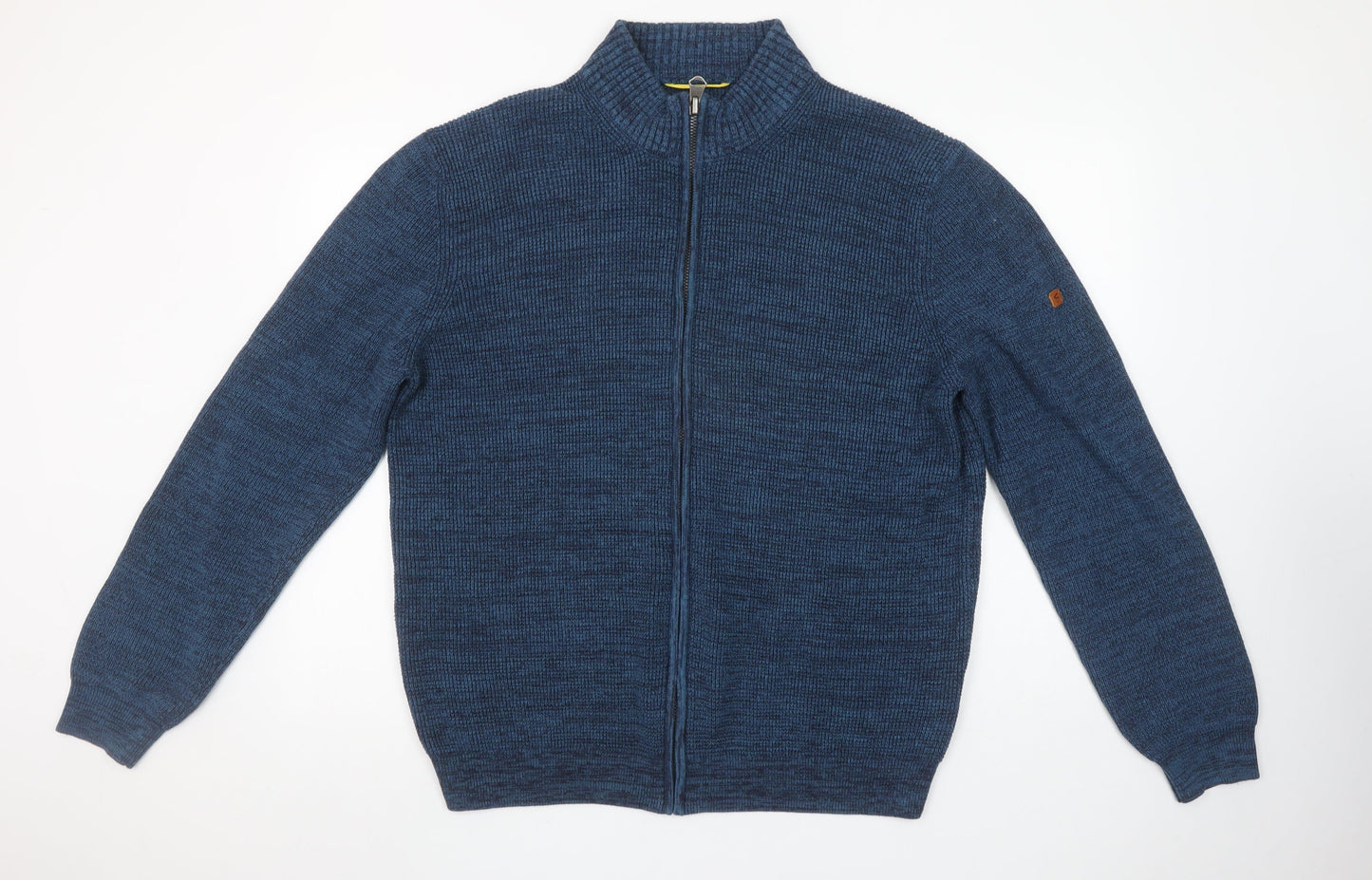 Camel Active Men Blue 2XL Full Zip Cotton Blend Jumper