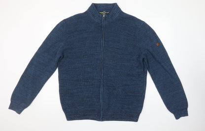 Camel Active Men Blue 2XL Full Zip Cotton Blend Jumper