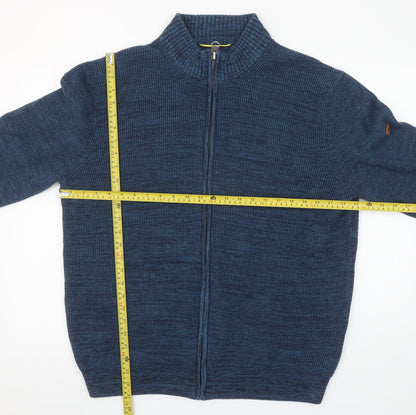 Camel Active Men Blue 2XL Full Zip Cotton Blend Jumper