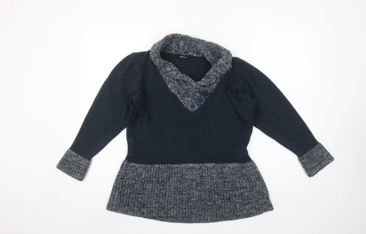 Roman Blue Knit Long Sleeve Pullover Jumper Size XL