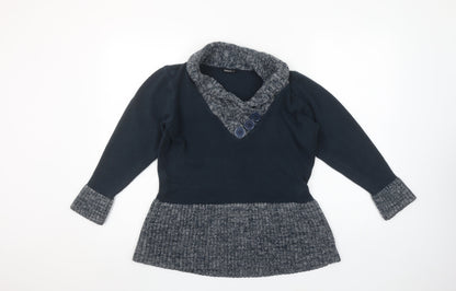 Roman Blue Knit Long Sleeve Pullover Jumper Size XL