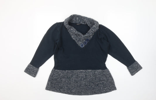 Roman Blue Knit Long Sleeve Pullover Jumper Size XL