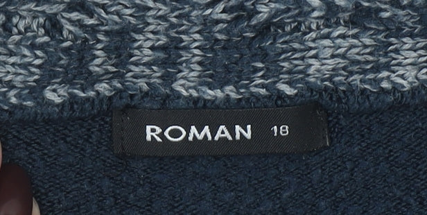 Roman Blue Knit Long Sleeve Pullover Jumper Size XL