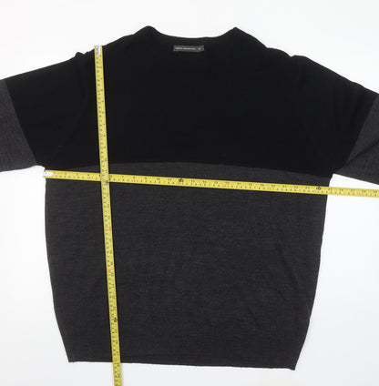French Connection Men’s Black Grey 2XL Wool Blend Crew Neck Jumper