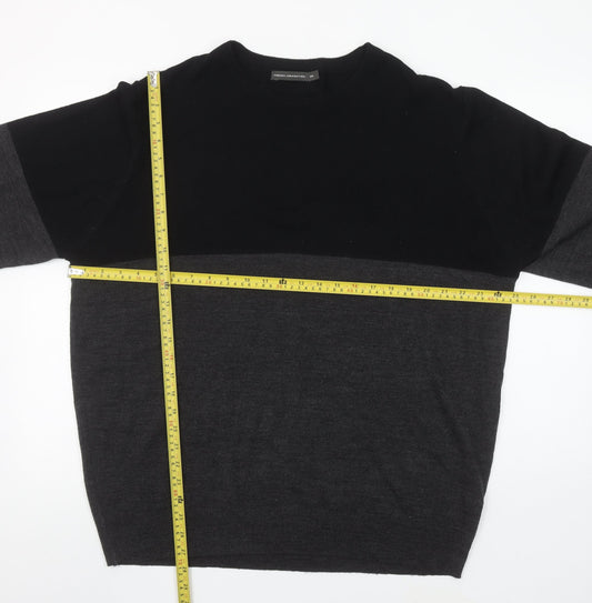 French Connection Men’s Black Grey 2XL Wool Blend Crew Neck Jumper