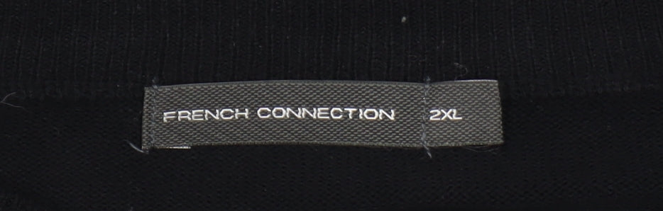 French Connection Men’s Black Grey 2XL Wool Blend Crew Neck Jumper