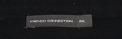 French Connection Men’s Black Grey 2XL Wool Blend Crew Neck Jumper
