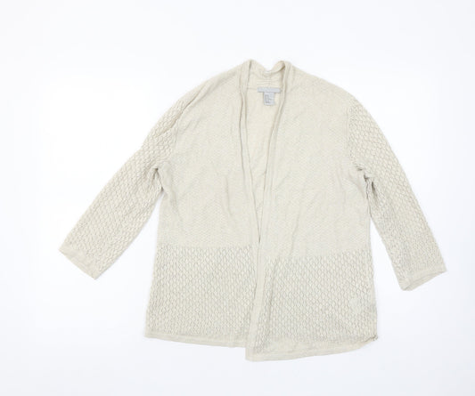 H&M Women’s Beige Open Knit Cardigan Size 12 Lightweight Casual